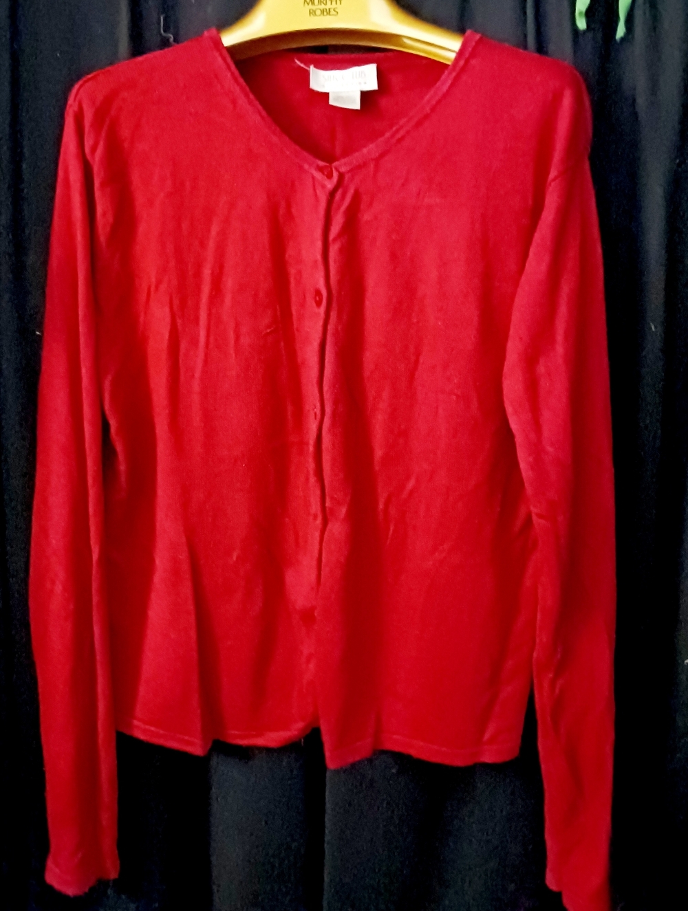 Classic Dark Red Button-Front Cardigan 85%silk,15%cashmere